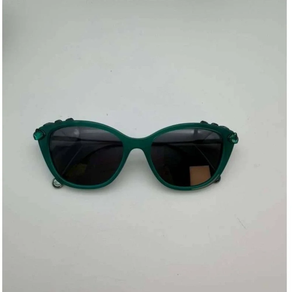 Swarovski Cat Eye Sunglasses Green Crystal‎ Embellished Frame Authentic Luxury